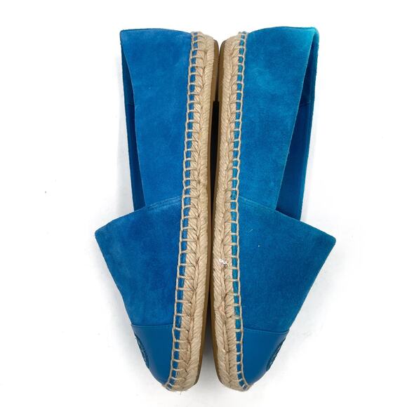 Tory Burch Suede Flat Espadrilles Cyan Blue Cap Toe Slip On Sz 8 - Picture 6 of 10